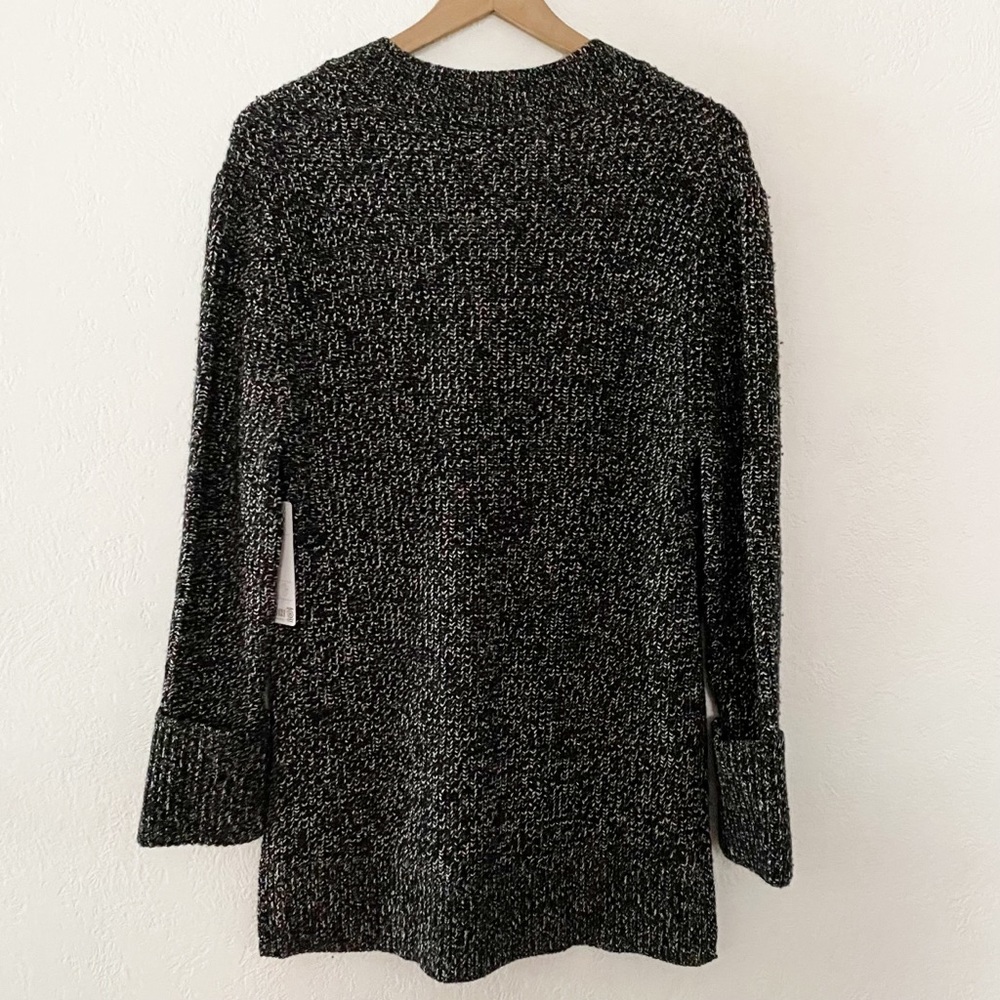 NWT Shasta V-neck Sweater Hi Low Black Marl SZ Large - Picture 6 of 10